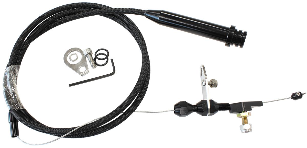 Kickdown Cable With Black Stainless Steel Cover & Black Ends Suit GM TH700 & Early 4L60 Transmission