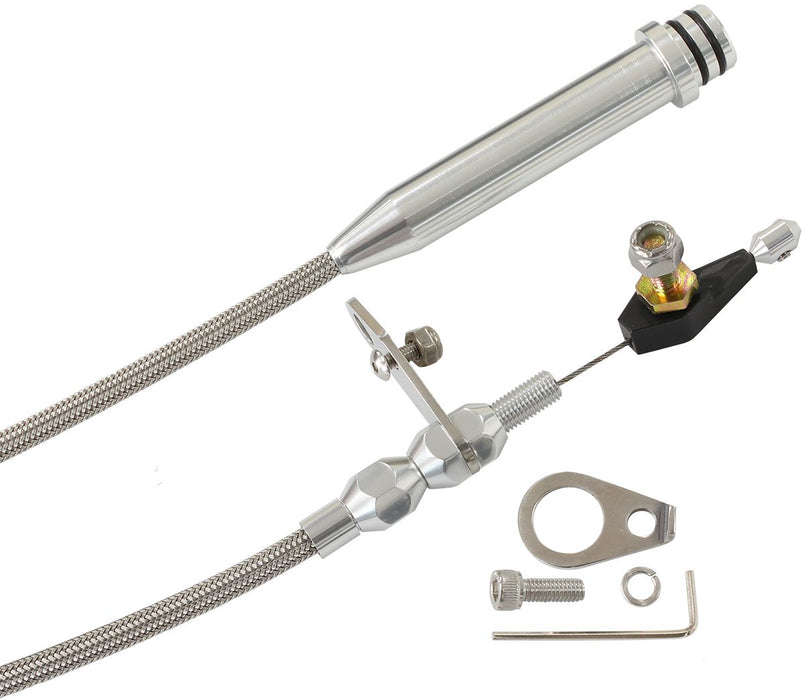 Kickdown Cable With Stainless Steel Cover & Chrome Ends  Suit GM TH700 & Early 4L60 Transmission