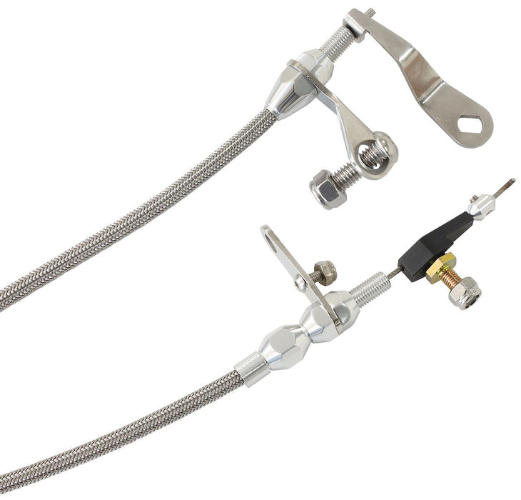 Kickdown Cable With Stainless Steel Cover & Chrome Ends  Suit Ford C6 Transmission