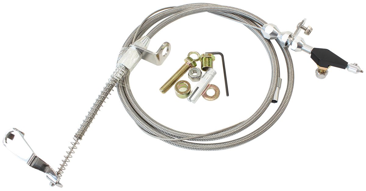 Kickdown Cable With Stainless Steel Cover & Chrome Ends  Suit GM Powerglide Transmission
