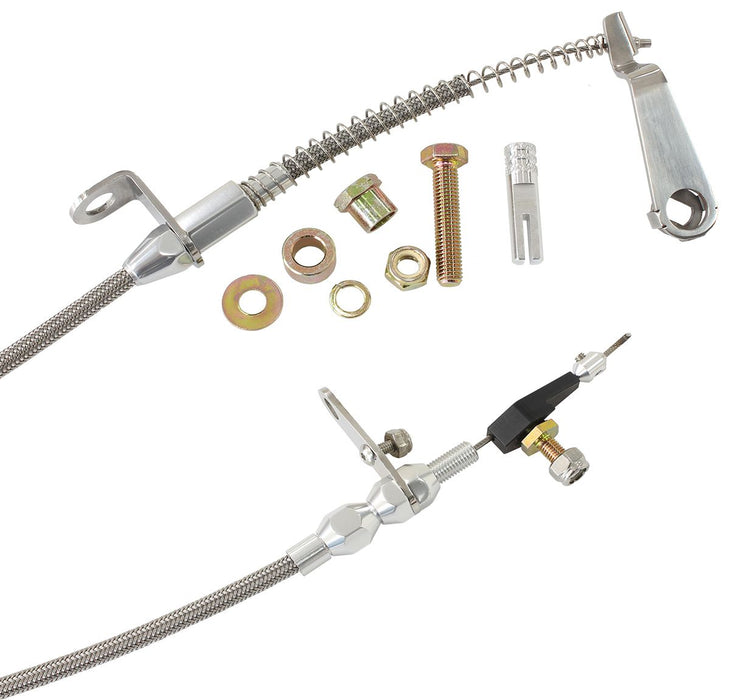 Kickdown Cable With Stainless Steel Cover & Chrome Ends  Suit Ford AOD Transmission