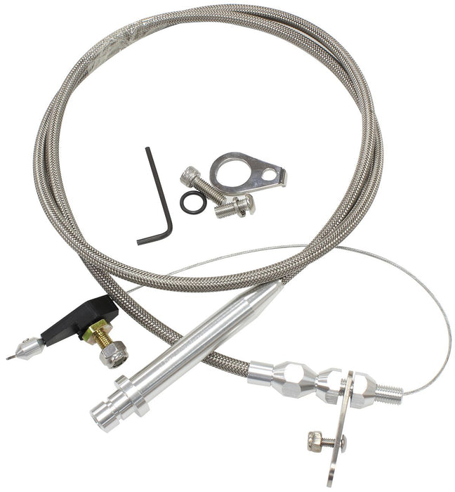 Kickdown Cable With Stainless Steel Cover & Chrome Ends  Suit GM TH350 Transmission