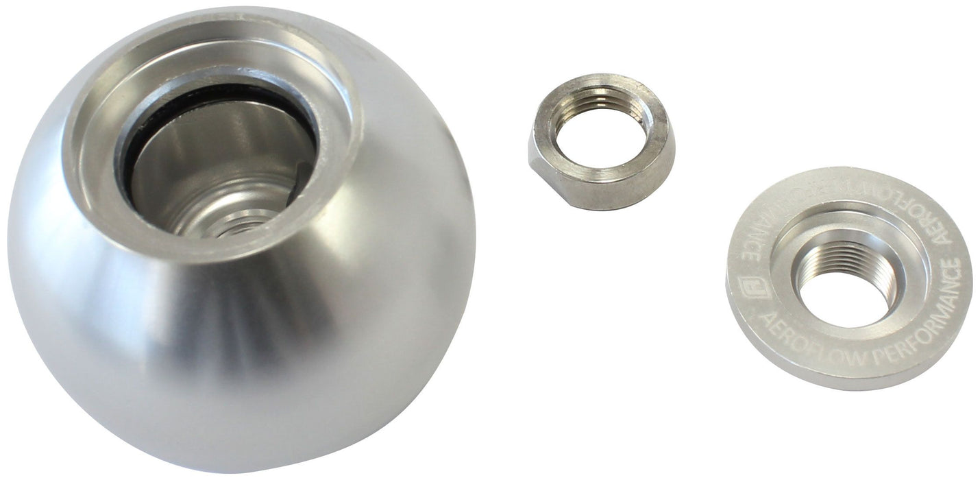 Bang Shift Billet Round Gear Knob with Bare Button Boss   Silver Finish