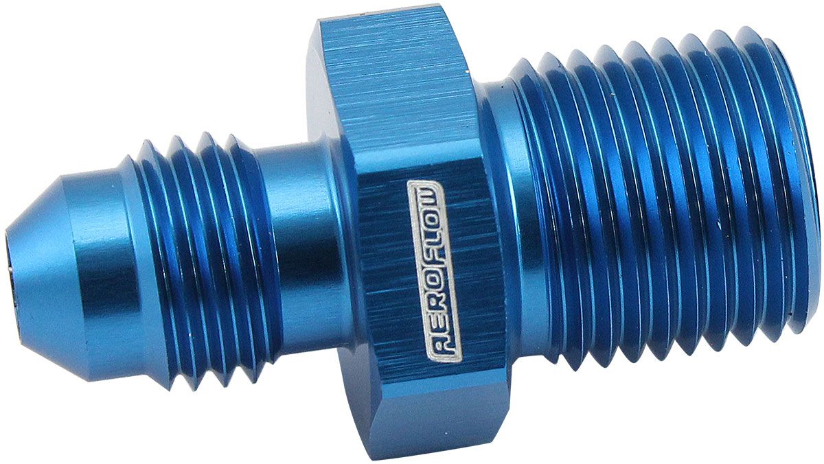 Metric to Male Flare Adapter M14 x 1.25mm to -6AN  Blue Finish