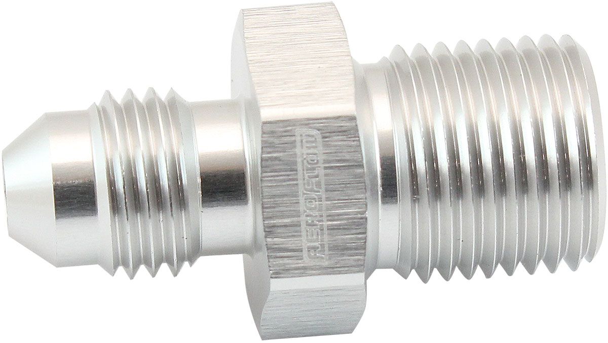 Metric to Male Flare Adapter M14 x 1.25mm to -6AN  Silver Finish