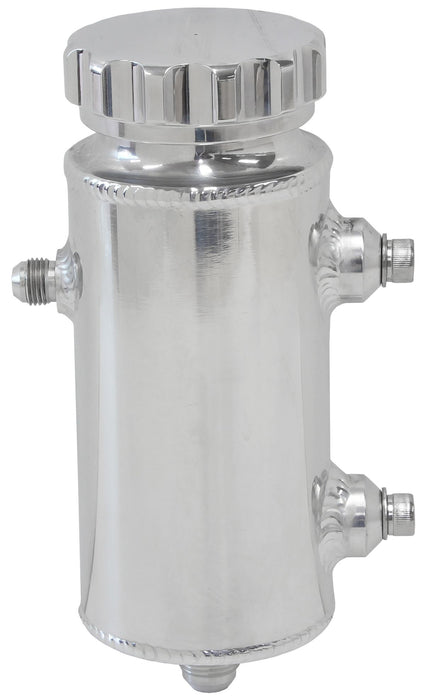 Universal 650mL Alloy Power Steering Reservoir - Polished Finish 8" Height x 3" Diameter, -8AN Feed and -6AN Return Ports