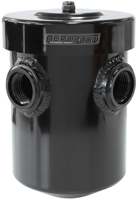 Aeroflow Dry Sump / Breather Tank - Black 2 x -12 and 1 x -6 ORB Ports. 4.5" (115mm) Width x 6.5" (165mm) Height
