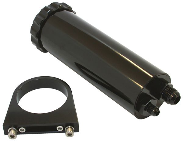 Billet Power Steering Reservoir - Black   440 ml capacity, 2-7/8" O.D., 8-3/4" H, billet brackets included