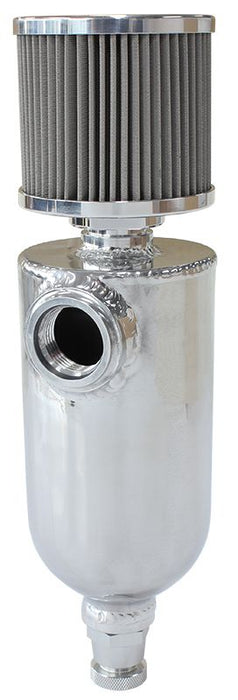 Universal Breather Tank - Polished  Single -12 ORB Port & Stainless Steel Breather