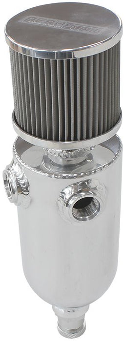 Universal Breather Tank - Polished  Dual -8 ORB Ports & Stainless Steel Breather