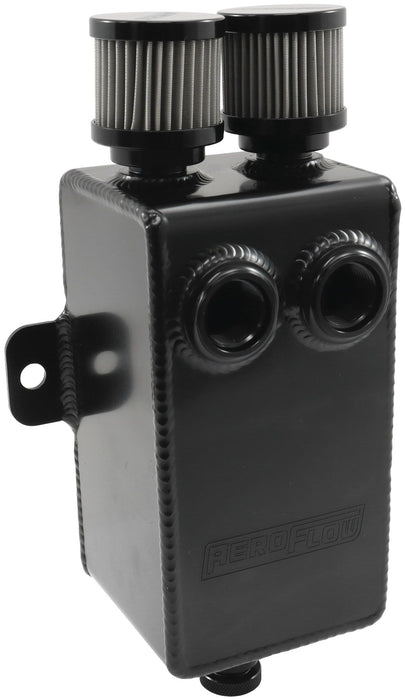 1L Universal Dual Breather/Catch Can Tank -Black  Dual Female -10ORB ports & Dual Male -10AN Breather Ports