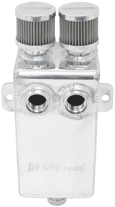 1L Universal Dual Breather/Catch Can Tank -Polished  Dual Female -10ORB ports & Dual Male -10AN Breather Ports