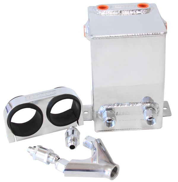 Dual EFI Pump Surge Tank Kit - Polished  Kit includes Surge Tank, Dual Billet Fuel Pump Bracket, Check Valves & Y-Block. Fuel Pumps NOT Included