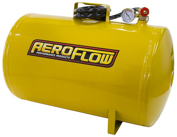 10 Gallon Steel Portable Air Tank - Yellow (125 PSI Max)  Tank Dimensions: 21-1/16" (535mm) x 14-11/64" (360mm)