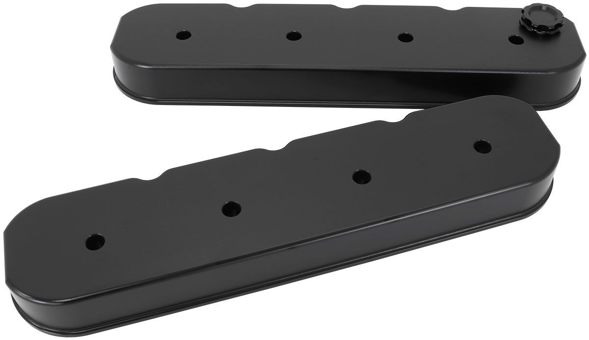 Aeroflow GM LS Billet Valve Cover Set, Black Finish with No Logo Suit GM LS Series Engines. No Coil Mounts