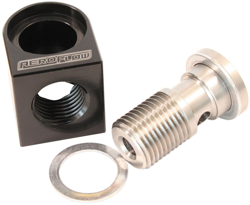 Aeroflow GM LS Billet Valley Plate Banjo Oil Pressure Adapter Suit GMFactory M16 Oil Pressure Sensor