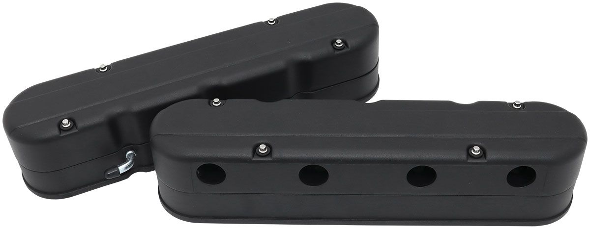 Aeroflow GM LS 2 Piece Retro Smooth Valve Cover Set, Black Finish Suit GM LS Series Engines. Factory Position Coil Mounts with TallCover