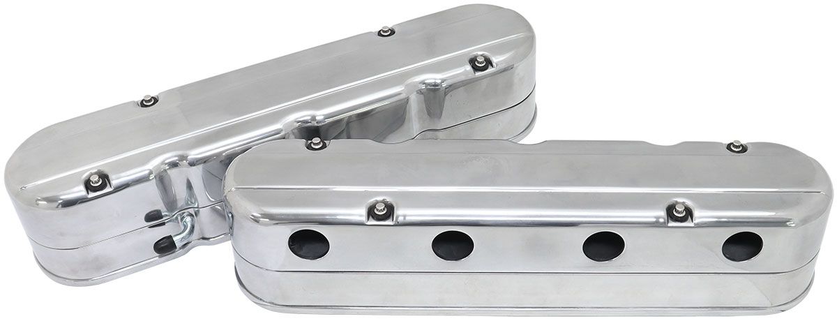 Aeroflow GM LS 2 Piece Retro Smooth Valve Cover Set, Polished Finish Suit GM LS Series Engines. Factory Position CoilMounts with Tall Cover