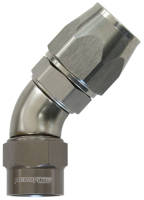 Kryptalon® Series Heavy Duty One Piece Swivel 45° Hose End -8AN Titanium Finish. Suits Kryptalon® Series Hose
