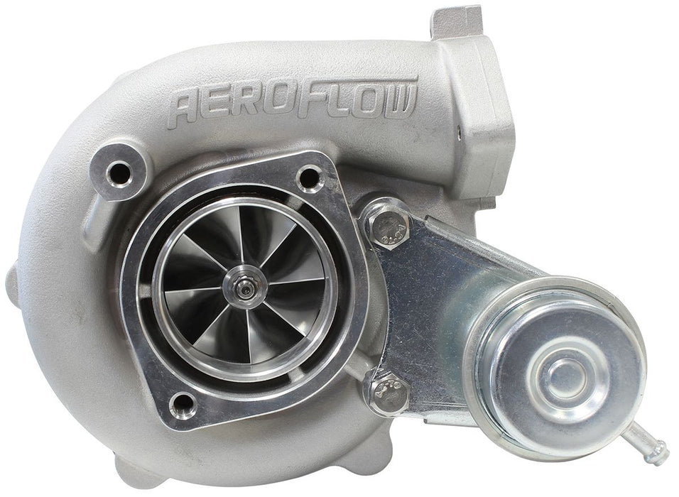 Aeroflow BOOSTED 5447 NISSAN .64 Turbocharger 525HP, Natural Cast Finish Internal Wastegate, T25 / T28 Inlet Flange, 5-Bolt Exhaust Flange
