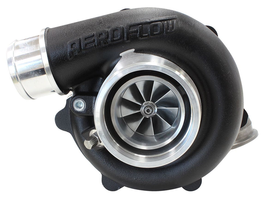 Aeroflow BOOSTED 4849 .72 Reverse Rotation Turbocharger 550HP, Hi Temp Black Finish External Wastegate, V-Band Inlet & Exhaust Flanges