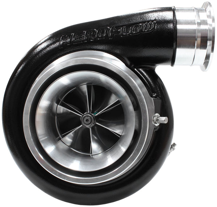 Aeroflow BOOSTED 8888 T4 1.25 Turbocharger 1600HP, Hi Temp Black Finish External Wastegate, T4 Twin Entry Inlet Flange, V-Band Exhaust Flange