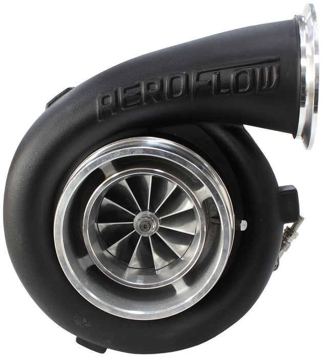 Aeroflow BOOSTED 7675 T4 1.15 Turbocharger 1120HP, Hi Temp Black Finish External Wastegate, T4 Twin Entry Inlet Flange, V-Band Exhaust Flange