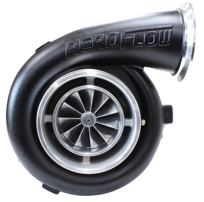 Aeroflow BOOSTED 8077 T4 1.15 Turbocharger 1250HP, Hi Temp Black Finish External Wastegate, T4 Twin Entry Inlet Flange, V-Band Exhaust Flange