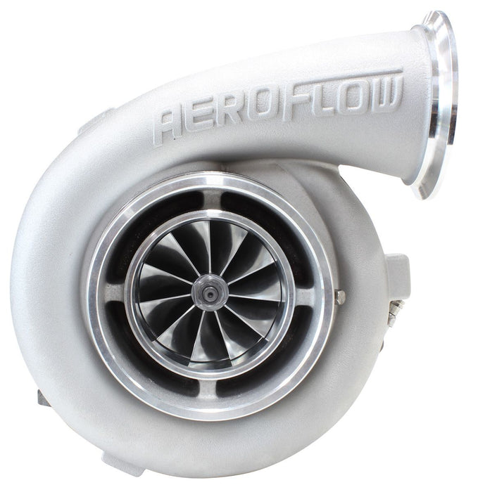 Aeroflow BOOSTED 8077 T4 1.15 Turbocharger 1250HP, Natural Cast Finish External Wastegate, T4 Twin Entry Inlet Flange, V-Band Exhaust Flange