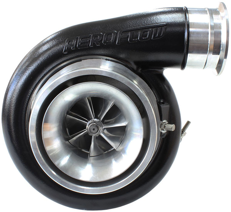 Aeroflow BOOSTED 7575 T4 1.10 Turbocharger 1050HP, Hi Temp Black Finish External Wastegate, T4 Twin Entry Inlet Flange, V-Band Exhaust Flange