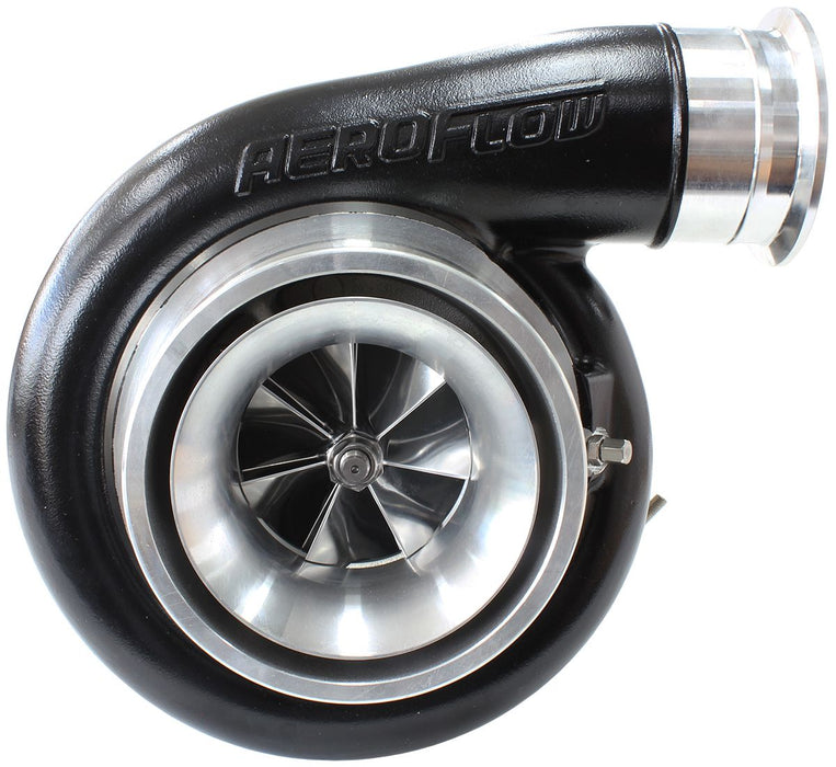 Aeroflow BOOSTED 8075 T4 1.10 Turbocharger 1250HP, Hi Temp Black Finish External Wastegate, T4 Twin Entry Inlet Flange, V-Band Exhaust Flange