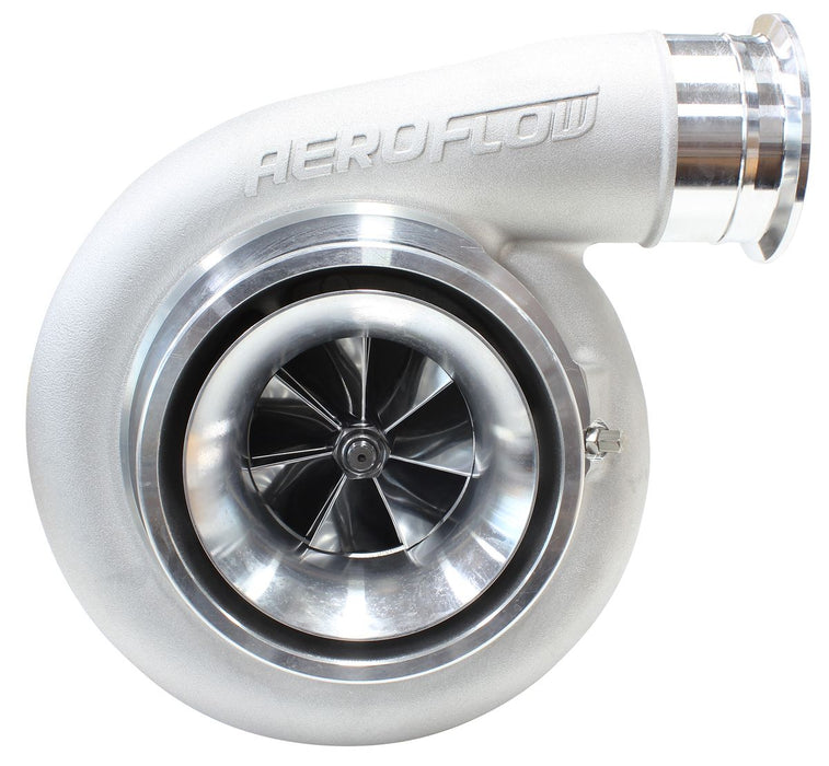 Aeroflow BOOSTED 8075 T4 1.10 Turbocharger 1250HP, Natural Cast Finish External Wastegate, T4 Twin Entry Inlet Flange, V-Band Exhaust Flange