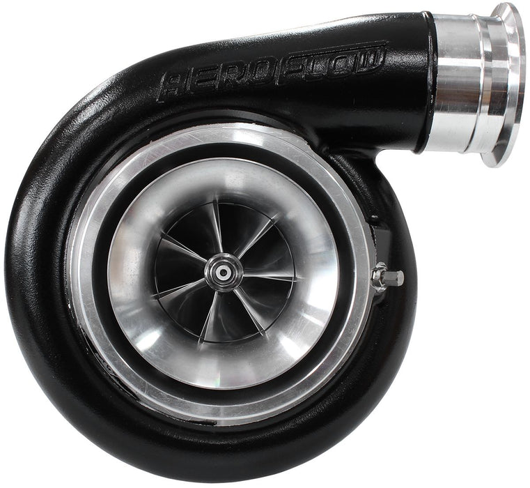 Aeroflow BOOSTED 7588 T4 1.25 Turbocharger 1500HP, Hi Temp Black Finish External Wastegate, T4 Twin Entry Inlet Flange, V-Band Exhaust Flange