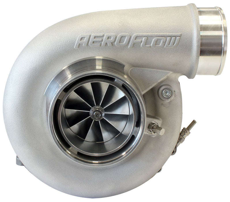 Aeroflow BOOSTED 7375 T4 1.25 Turbocharger 1200HP, Natural Cast Finish External Wastegate, T4 Inlet Flange, V-Band Exhaust Flange
