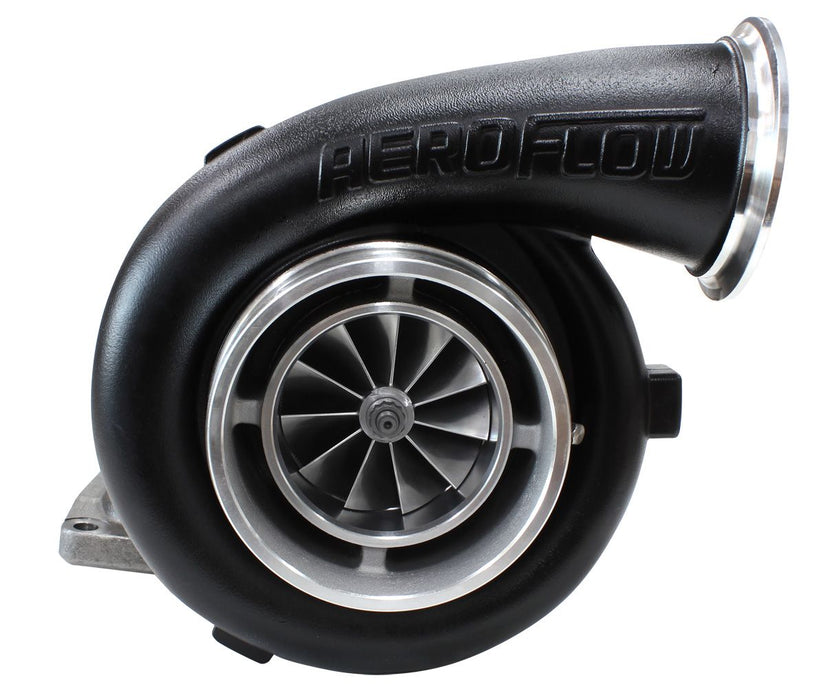 Aeroflow BOOSTED 8077 T6 1.26 Turbocharger 1250HP, Hi Temp Black Finish External Wastegate, T6 Twin Entry Inlet Flange, V-Band Exhaust Flange