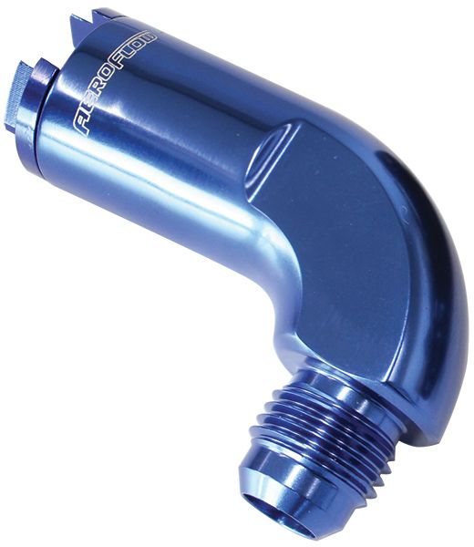 90° Push-On EFI Fuel Fitting  5/16" return side to -6AN, Blue