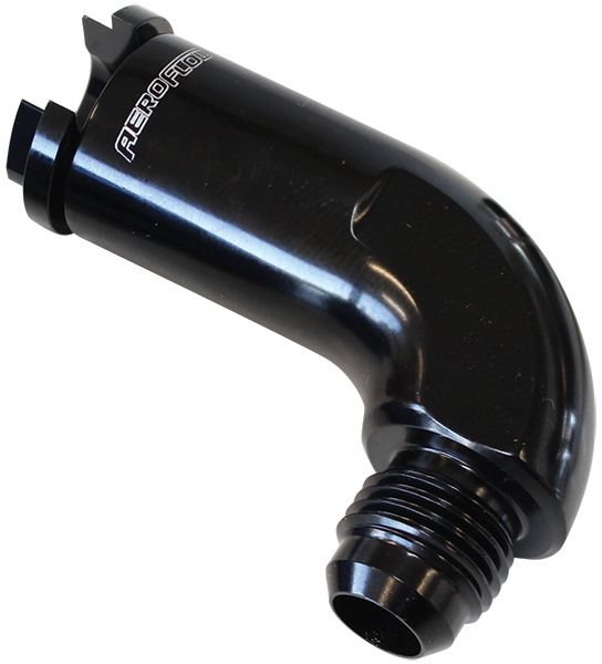 90° Push-On EFI Fuel Fitting  3/8" hose pressure side to -8AN, Black