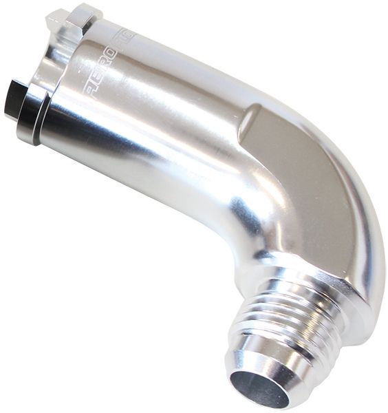 90° Push-On EFI Fuel Fitting  3/8" hose pressure side to -8AN, Silver