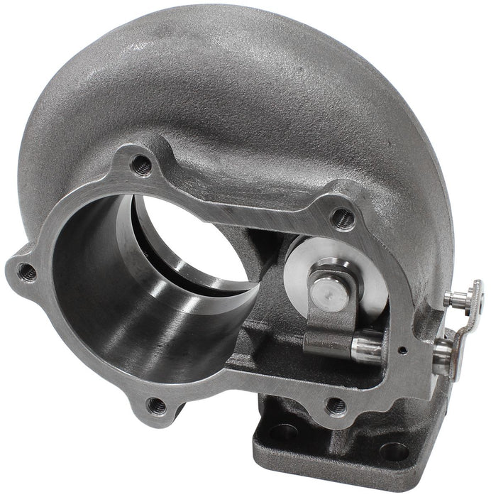 Aeroflow Boosted .64 A/R T25/T28 Inlet & Nissan 5 Bolt Outlet Turbo Exhaust Housing, Suits Boosted Nissan 4748, 5054 & 5447 Turbochargers  Cast Iron Material, Internal Wastegate