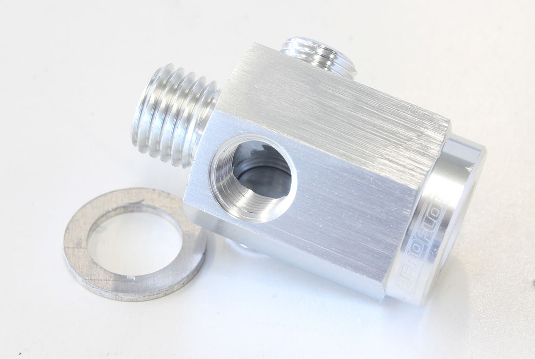 Metric Extension with 1/8" Port  Silver Finish. M12 x 1.5 Thread