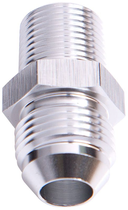 NPT to Straight Male Flare Adapter 1/2" to -6AN  Silver Finish