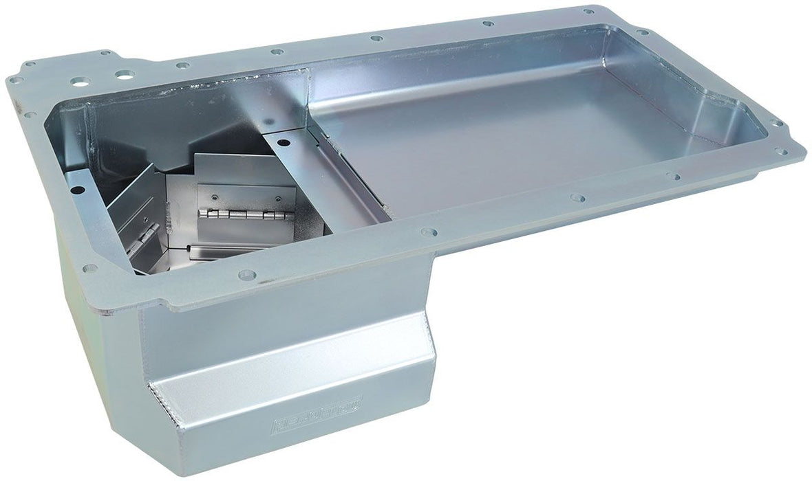 Aeroflow Fabricated GM LS Rear Sump Oil Pan with Oil Filter Attachment Holds7 Litres, Extra Oil Filter Clearance