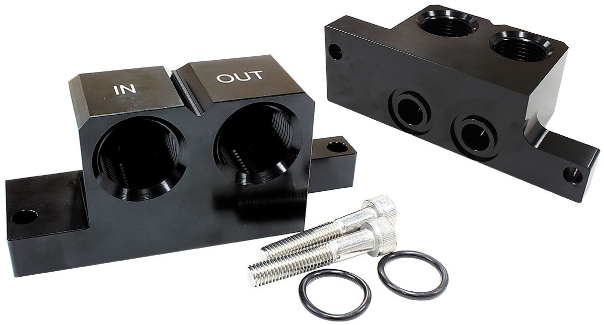 90° Oil Block Adapter  Suits GM LS Series with Front or Rear Sump