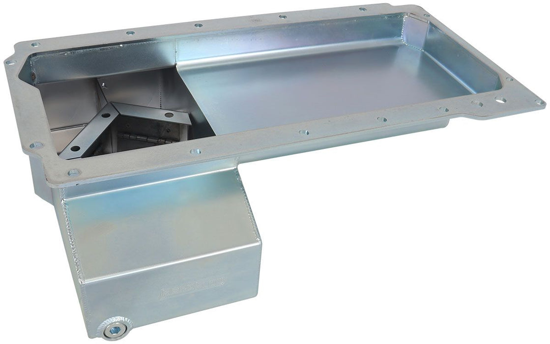 Aeroflow Fabricated GM LS Front Sump Oil Pan with Oil Filter Attachment Holds 5.5 Liters, Extra Oil Filter Clearance