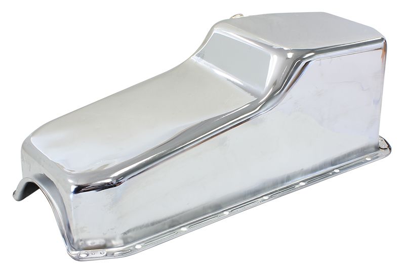 Aeroflow Chevrolet L/H DipstickStandard Replacement Oil Pan, Chrome Finish Suit Small Block Chev Left Hand Dipstick with 2-Piece Rear Main Seal, 5.0L Capacity