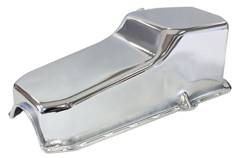 Aeroflow Chevrolet R/H DipstickStandard Replacement Oil Pan, Chrome Finish Suit Small Block Chev Right Hand Dipstick with 2-Piece Rear Main Seal, 5.0L Capacity