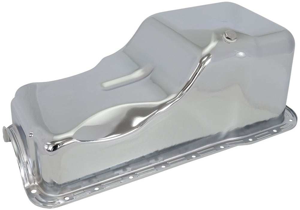 Aeroflow Ford 351 Windsor Standard Replacement Oil Pan, Chrome Finish Suit Small Block Ford 351 Windsor Front Sump, 5.8L Capacity