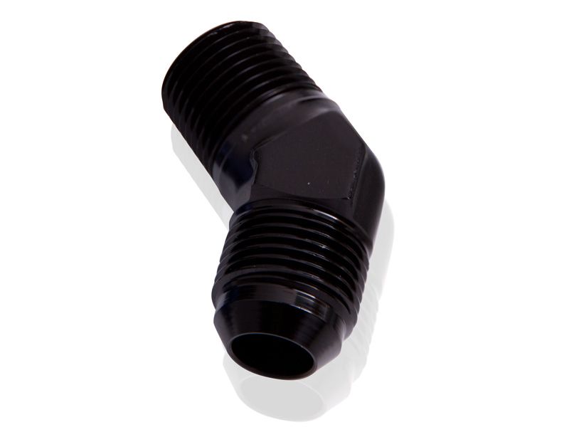 45° NPT to Male Flare Adapter 1/8" to -6AN  Black Finish
