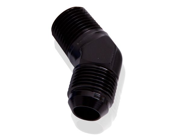 45° NPT to Male Flare Adapter 1/4" to -8AN  Black Finish