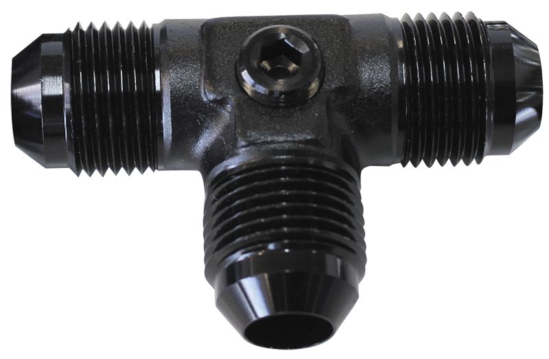 Flare AN Tee -8AN  With 2 x 1/8" NPT Ports, Black Finish